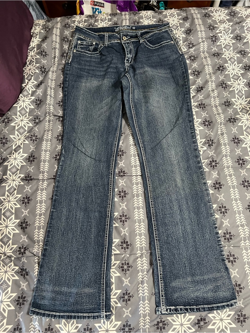 Revolt Jeans Women's Wide Leg Jeans in Dark Blue Denim